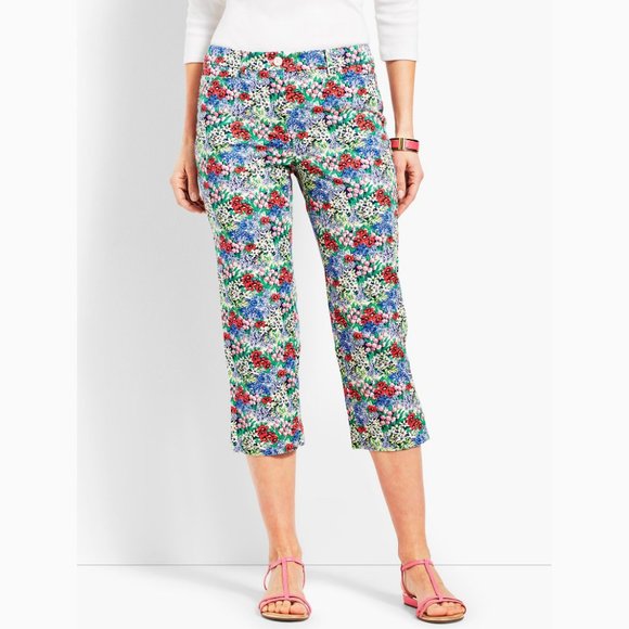 Talbots Perfect Skimmer Floral Capri Pant Size 12 - Picture 1 of 11